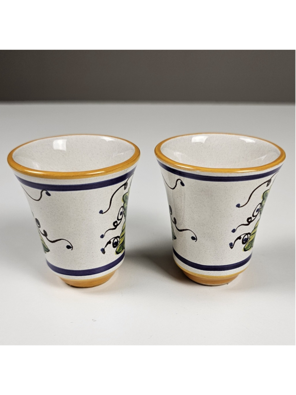 Set of 2 Deruta Pallini Limoncello Italian Pottery Shot Glasses - Excellent - Picture 6 of 10